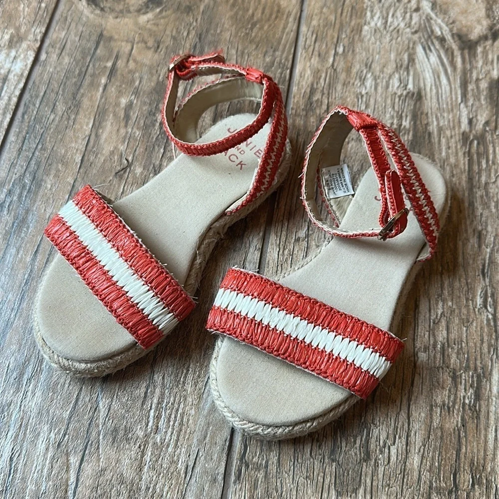 Janie And Jack Striped red Espadrille Sandals size 8 toddler